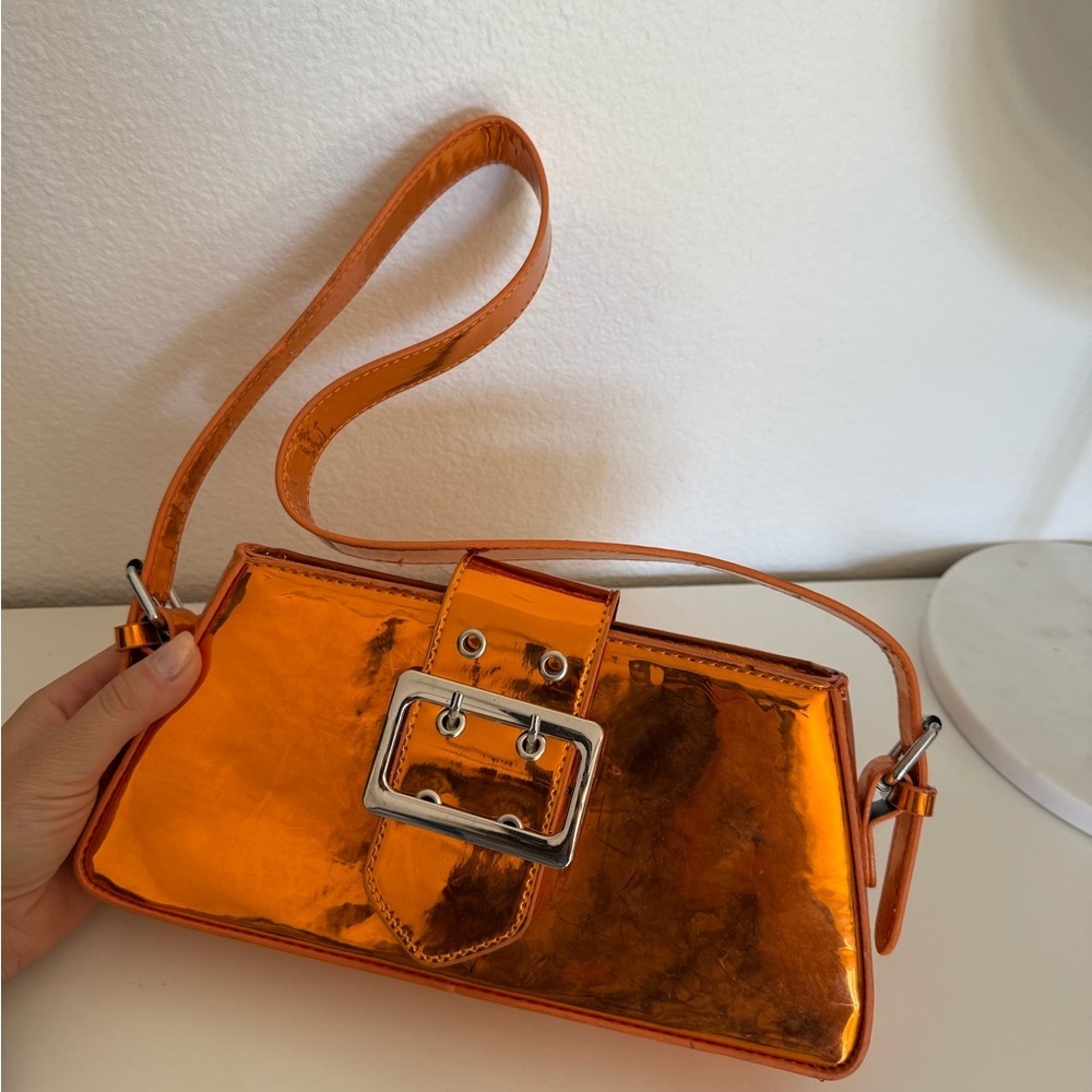 New Metallic Orange patent leather Women's Bag
